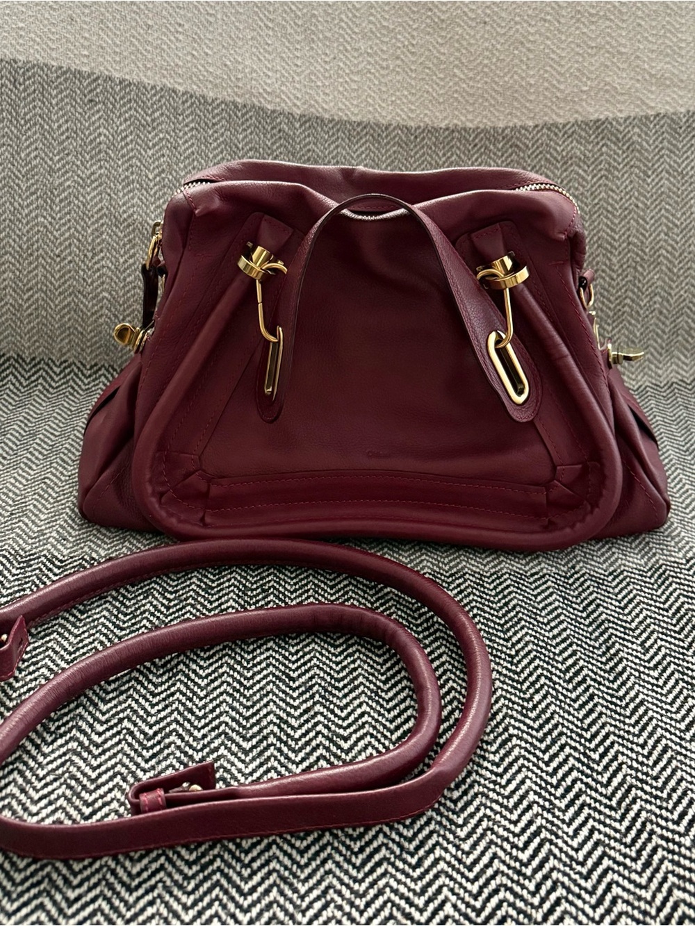 Chloe Medium Paraty Burgundy Handbag - Picture 7 of 16